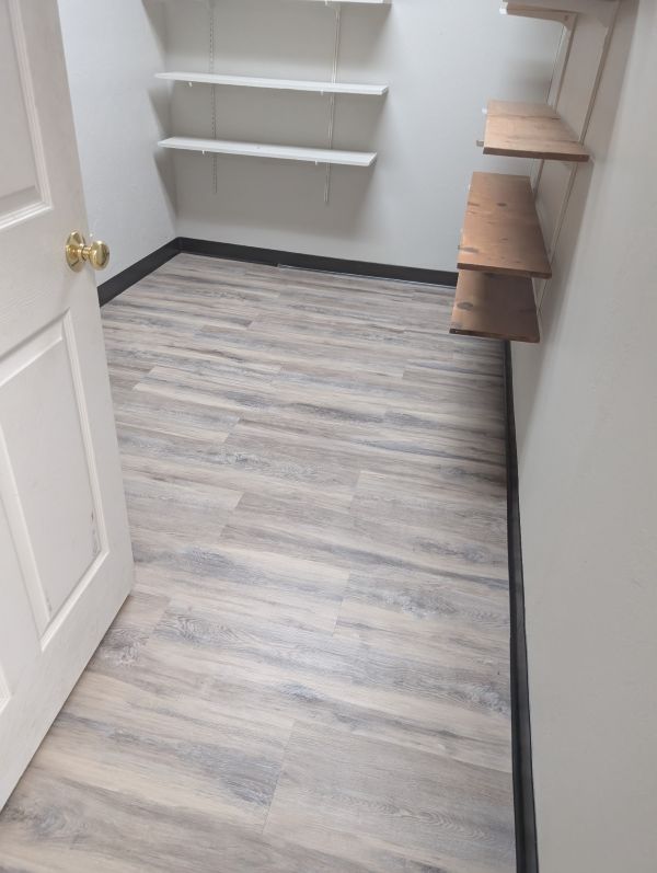 luxury vinyl plank flooring in a Duncan, OK, closet